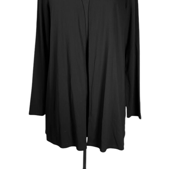 J. Jill Wearever Collection Jacket Black Stretch Open Front Smocked Cardigan M - Picture 6 of 9